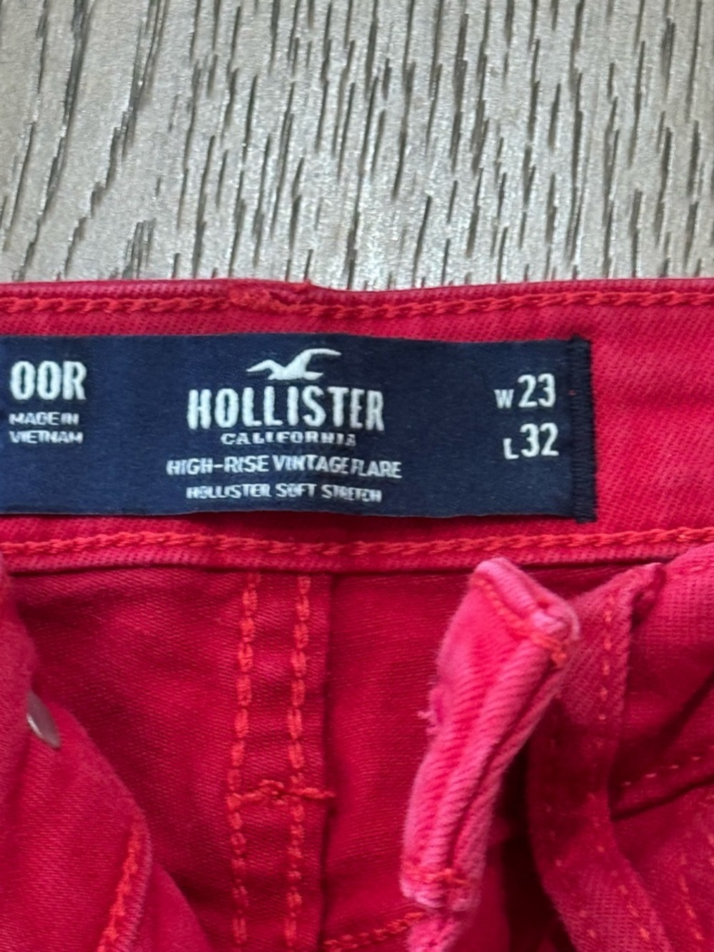 Hollister High Rise Vintage Flare Jeans Red W23 L32 Y2K Stretch western boho - Picture 4 of 6